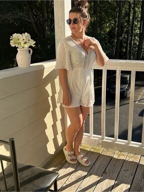 SHEIN White Lace Summer Romper | Boho Beach Style М